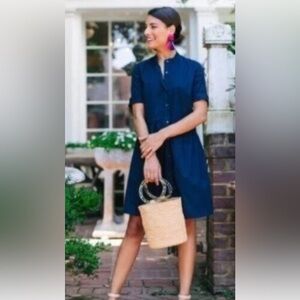 Tuckernuck Royal 3/4 Sleeve Shirt Dress in Navy Size XS